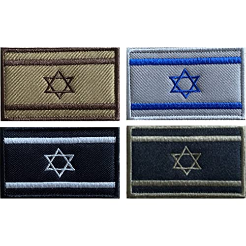 Applikation zum Aufnähen, 4 Stück Israel-Flaggen-Stickerei-Aufnäher zum Aufbügeln des Landes-Aufnähers für Kleidung, Jacken, Hüte von Vepoty