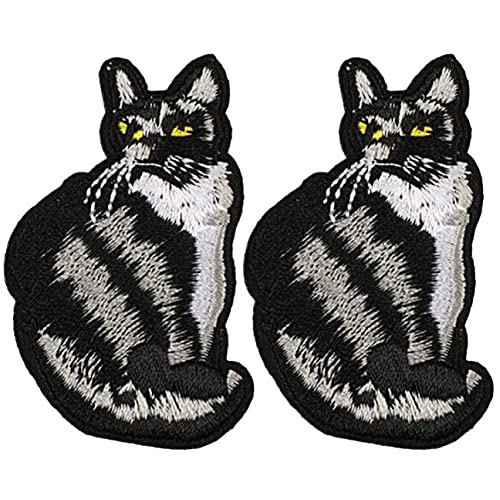 Punk Patch zum Aufbügeln, 2 Stück, Teufel, Katze, Stickerei, Stoff, Aufkleber zum Aufnähen, Emblem für Jacken, Hosen, Rucksäcke von Vepoty