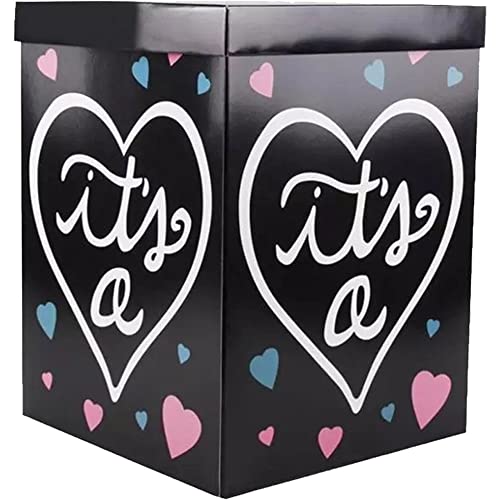 Vepoty Ballon-Box mit Geschlechtsoffenbarung, Papier-Überraschungsbox, große Geschenkbox, Schwarze Babyparty-Geschenkbox für Partyzubehör von Vepoty