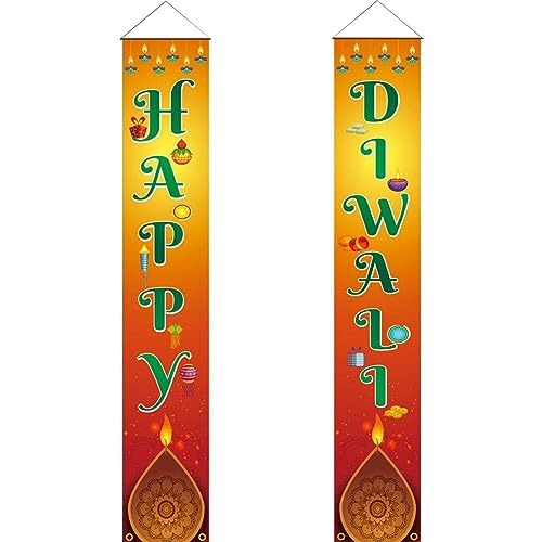 Vepoty Happy Diwali Veranda-Banner Feiertagsparty Haustür-Schild Wandbehang Banner indische Lichterfest-Dekoration Vepoty Happy Diwali Veranda-Banner Feiertagsparty Haustür-Schild Wandbehang Banner indische Lichterfest-Dekoration von Vepoty