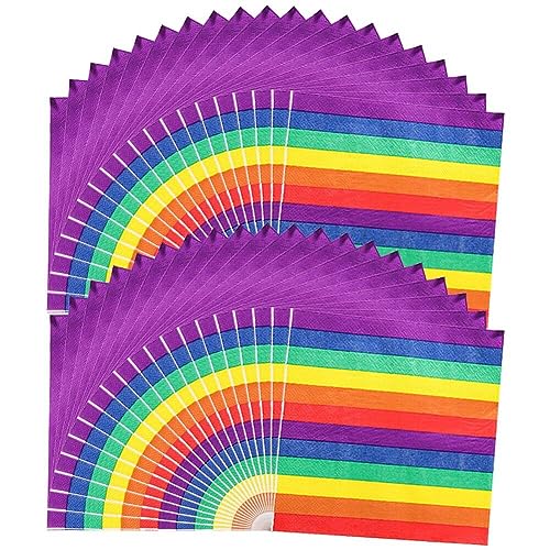 Vepoty Regenbogen-Serviette, 40 Stück, Bunte Papierservietten, Cocktail-Papier-Gästeservietten für Party-Geschirr-Zubehör von Vepoty