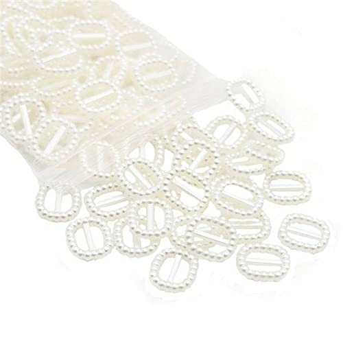 Vepoty Weiße Perlenschnalle, 70 Stück, Gurtband, Gürtelschnalle, Einsteller, Schnallen, Bandschieber für DIY-Zubehör von Vepoty