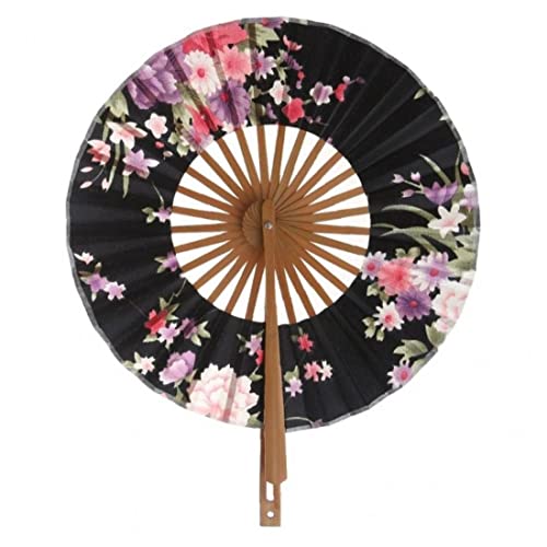 vepoty Faltfächer Japanische Sakura-Blume Taschenhandfächer Runder dekorativer Faltfächer für Partydekoration von Vepoty