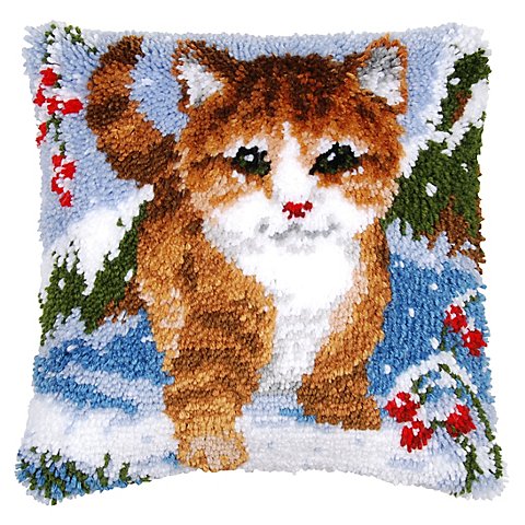 Knüpfkissen "Katze Winter" von Verachtert