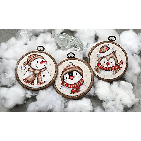 Miniatur-Stickbilder "Winterfiguren", Ø 10 cm, 3er-Set von Verachtert