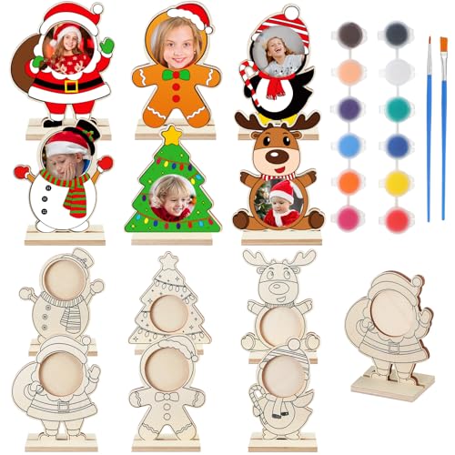 Vercraft 24 Sets Weihnachts-Bilderrahmen zum Basteln für Kinder, zum Ausmalen Ihres eigenen Holzes, Weihnachtsbasteln, DIY, Weihnachtsmotiv, Mal-Bilderrahmen für Weihnachten, Geschenk, Klassenzimmer, von Vercraft