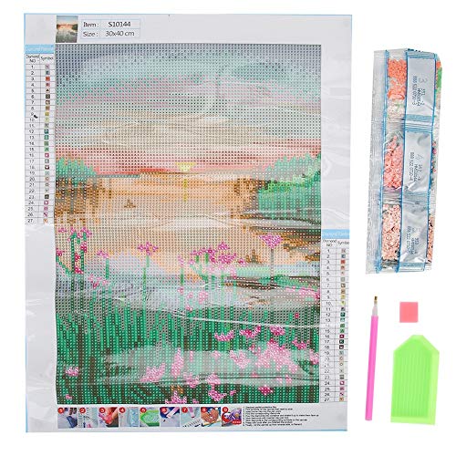 Verdant Touch Strass-Paing-Set, 5D-Diamant-Paing-Kits für Kinder, Strasssteine, DIY-Bild, Kunstzubehör, Heimdekoration, Seeblick, 30 x 40 cm, Volldiamant von Verdant Touch