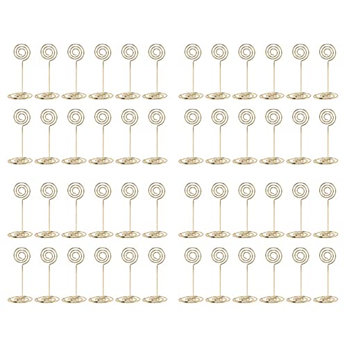 Vereen 48 Paket Tischnummer Kartenhalter Fotohalter Staender Platz Papier Menue Clips, Kreisform (Golden) von Vereen