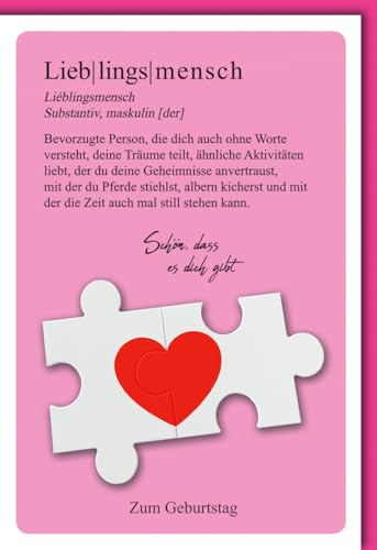 Verlag Dominique Hochzeitskarten Glückwunschkarten Hochzeit Doppelkarte Lieblingsmensch Puzzle Herz schön dass es dich gibt mit Umschlag von Verlag Dominique