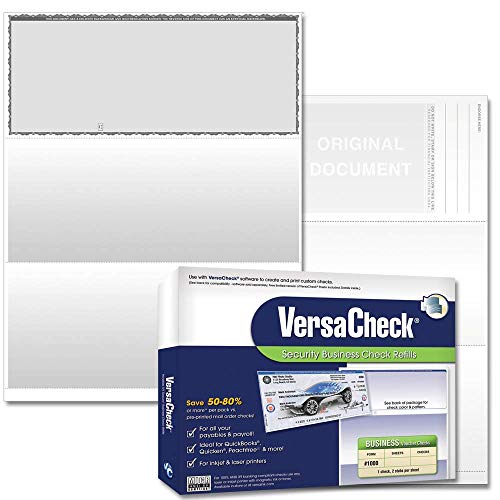 VersaCheck Secure Checks – 1000 Blanko-Geschäfts-Gutscheinschecks – Grau Premium – 1000 Blatt Form #1000 – Scheck oben von VersaCheck