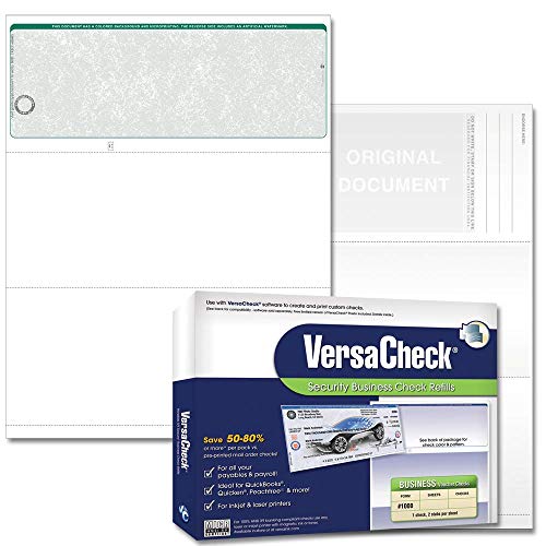 VersaCheck TopSecure Business Blank Checks mit UV Sicherheit und DNA Biomarker, Form 1000, klassisches Muster, grün - 500 Blatt von VersaCheck