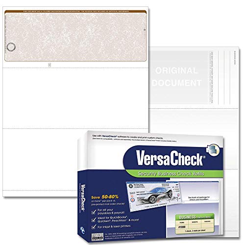 VersaCheck TopSecure Business Blank Checks mit UV Sicherheit und DNA Biomarker, Form 1000, klassisches Muster, hellbraun - 1000 Blatt von VersaCheck