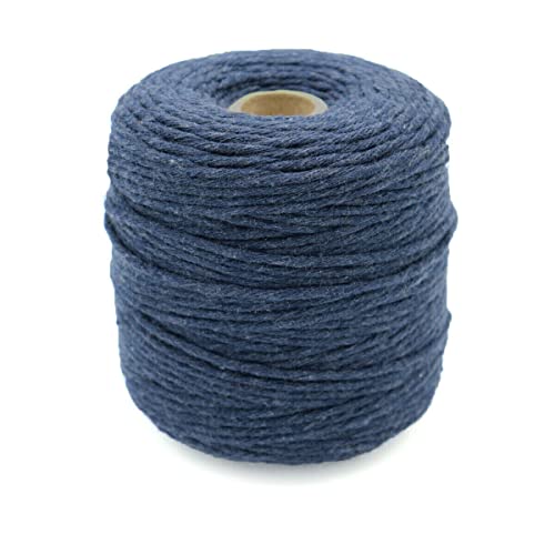 Makramee Garn 3mm x 200m Dunkel Blau Baumwolle Schnur Baumwollgarn Baumwollseil Kordel für DIY Handwerk, Faden zum basteln von Vershy