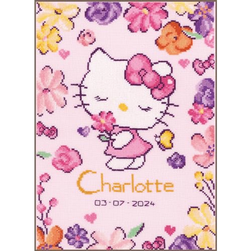 VERVACO Gezählter Kreuzstich Stickpackungen Stickset Baby Geburt Hello Kitty Delicate Flowers Wanddekoration Handarbeit Set für Erwachsene Kreatives Handwerk ca. 21 x 30 cm Geburt Geschenk Hausdeko VERVACO Gezählter Kreuzstich Stickpackungen Stickset Baby Geburt Hello Kitty Delicate Flowers Wanddekoration Handarbeit Set für Erwachsene Kreatives Handwerk ca. 21 x 30 cm Geburt Geschenk Hausdeko von Vervaco
