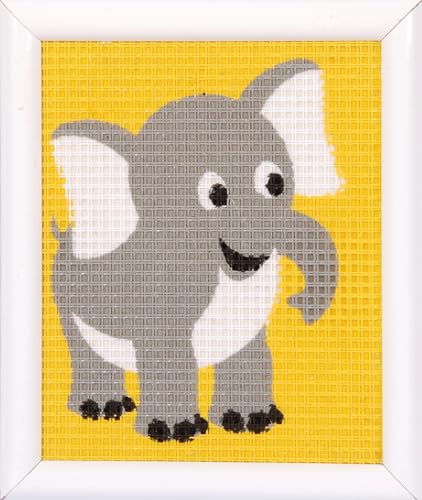 VERVACO Gobelin Stickbilder zum Selbersticken Kinder Elefant Kreuzstich Stickpackungen Stickset für Anfänger ca. 12,5 x 16 cm Bastelset Handwerker DIY Sticken Set Kreatives Geschenk von Vervaco