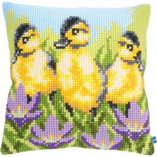 VERVACO Kreuzstich Stickpackungen Kissen Stickerei Set Anfänger Vorgedruckt Entenküken DIY Set Kreativ Set Für Erwachsene Dekoratives Kissen ca. 40 x 40 cm Bastelset Handwerker Haus Dekoration VERVACO Kreuzstich Stickpackungen Kissen Stickerei Set Anfänger Vorgedruckt Entenküken DIY Set Kreativ Set Für Erwachsene Dekoratives Kissen ca. 40 x 40 cm Bastelset Handwerker Haus Dekoration von Vervaco