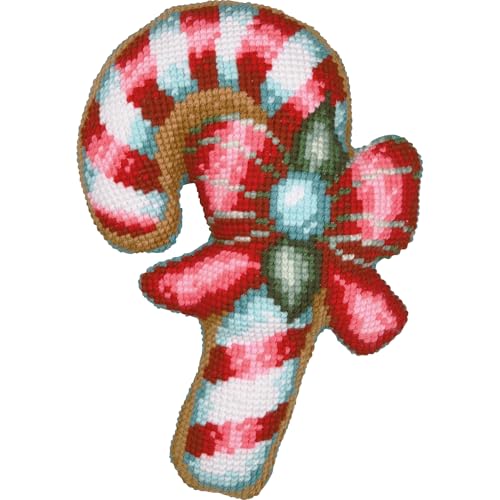 VERVACO Kreuzstich Stickpackungen Kissen Stickerei Set mit Kissenrücken Anfänger Vorgedruckt Candy Cane DIY Set Kreativ Set Für Erwachseneca. 36 x 49 cm Bastelset Handwerker Haus Dekoration von Vervaco