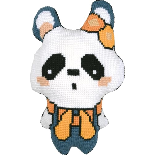 VERVACO Kreuzstich Stickpackungen Kissen Stickerei Set mit Kissenrücken Anfänger Vorgedruckt Panda DIY Set Kreativ Set Für Erwachsene ca. 36 x 53 cm Bastelset Handwerker Haus Dekoration von Vervaco