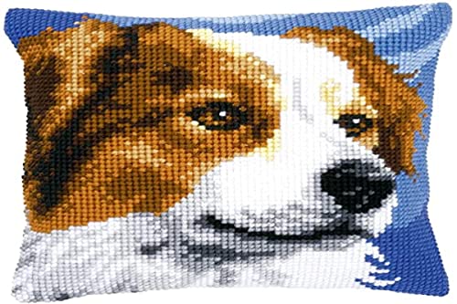 Vervaco Bordercollie Kreuzstichkissen/Stickkissen vorgedruckt, Baumwolle, Mehrfarbig, 40 x 40 x 0.3 cm von Vervaco