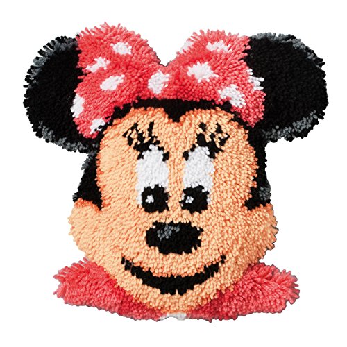 Vervaco Formkissen Minnie Mouse Knüpfpackung zum Selbstknüpfen eines Kissens, Stramin, weiß, 37 x 36 x 0,3 cm von Vervaco