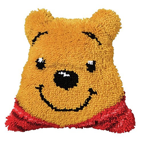 Vervaco Formkissen Winnie The Pooh Knüpfpackung zum Selbstknüpfen eines Kissens, Stramin, weiß, 39 x 39 x 0,3 cm von Vervaco