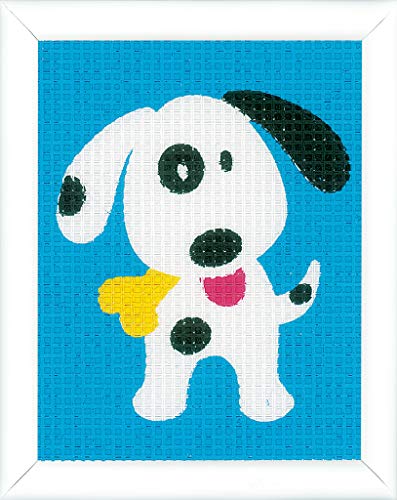 VERVACO Gobelin Stickbilder zum Selbersticken Kinder LUSTIGER HUND Kreuzstich Stickpackungen Stickset für Anfänger ca. 12,5 x 16 cm Bastelset Handwerker DIY Sticken Set Kreatives Geschenk von Vervaco