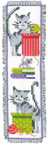 Vervaco Neugierige Katzen Zählmusterpackung-Lesezeichen-Stickpackung im gezählten Kreuzstich, Baumwolle, Mehrfarbig, 6 x 20 x 0.3 cm von Vervaco