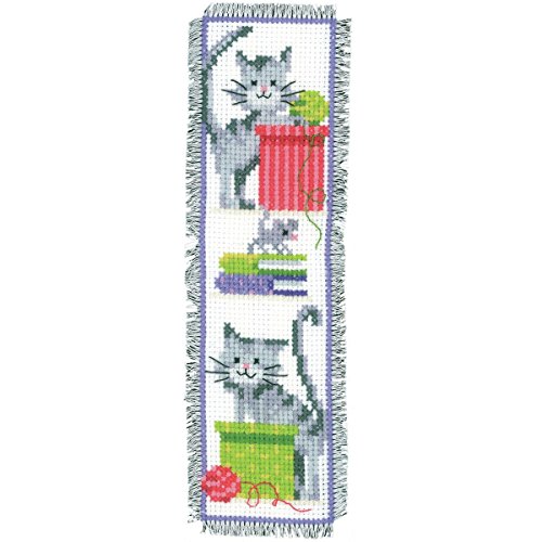 Vervaco Neugierige Katzen Zählmusterpackung-Lesezeichen-Stickpackung im gezählten Kreuzstich, Baumwolle, Mehrfarbig, 6 x 20 x 0.3 cm von Vervaco