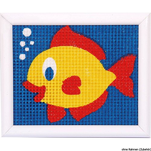 VERVACO Gobelin Stickbilder zum Selbersticken Kinder Fisch Kreuzstich Stickpackungen Stickset für Anfänger ca. 16 x 12,5 cm Bastelset Handwerker DIY Sticken Set Kreatives Geschenk von Vervaco