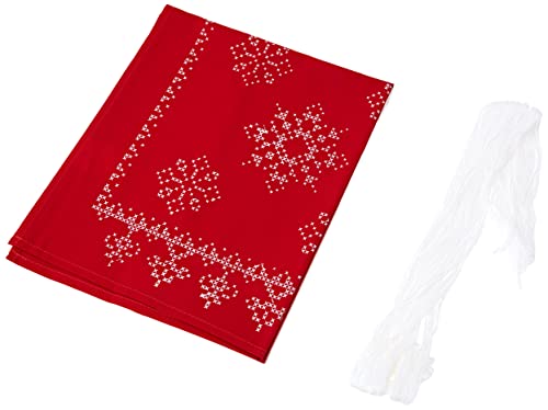 VERVACO Stickpackung Kreuzstich Set Vorgedruckt Tischläufer Festliches Rot Stickdecken Vorgezeichnet DIY Basteln Erwachsene Kreativ Stickläufer zum Selbersticken 30 x 105 cm Stickset Weihnachten von Vervaco