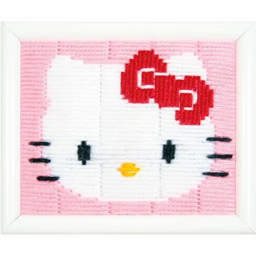 Vervaco Hello Kitty rosa Stickpackung Spannstich, Baumwolle, Mehrfarbig, 16 x 12.5 x 0.3 cm von Vervaco