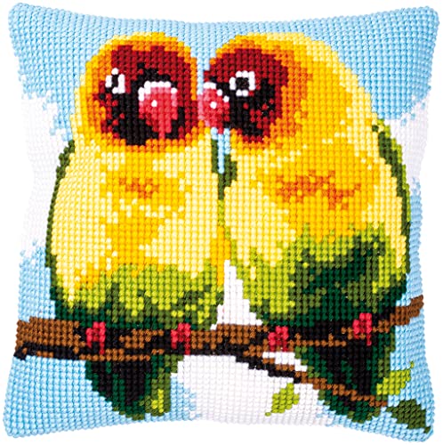 Vervaco PN-0153553 Kreuzstichkissen Set vorgezeichnet, Baumwolle, Lovebirds, 40x40cm von Vervaco