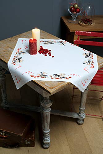 Vervaco PN-0164896 Kreuzstich-Set, Tischdecke mit langem Schwanz und roten Beeren, 80 x 80 cm, N, 80 x 80cm von Vervaco