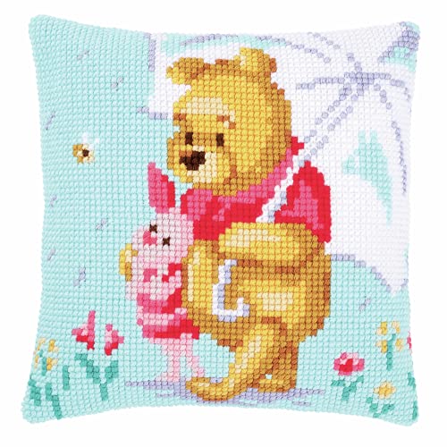 Vervaco PN-0172780 Kreuzstichkissen Disney Winnie Puuh Kreuzstichset, Baumwolle, mehrfarbig, 40 x 40 cm / 16" x 16" von Vervaco