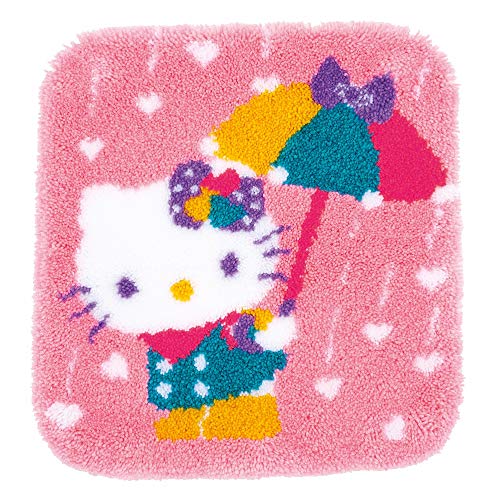 Vervaco PN-0173009 Knüpfteppich Hello Kitty & Schirm Knüpfpackung, Baumwolle, mehrfarbig, 55 x 59 cm / 22" x 23,6" von Vervaco