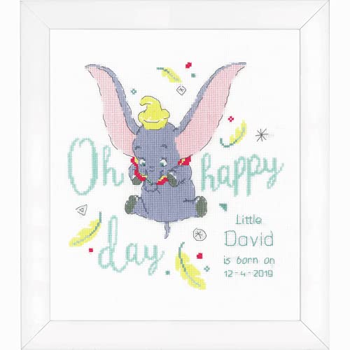 Vervaco PN-0176205 Disney Dumbo Oh happy day I Stickpackung Zählmuster, Baumwolle, mehrfarbig, ca. 24 x 25 cm / 9,6" x 10" von Vervaco