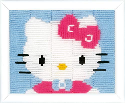 VERVACO Stickbilder für Kinder Langstich Set Hello Kitty Stickset für Anfänger Bastelset Handwerker ca. 16 x 12,5 cm Kreatives Nähset für Kinder DIY Sticken Set Kreatives Geschenk von Vervaco