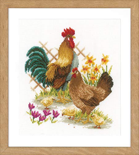 Vervaco Stickpackung Hühnerfamilie, Zählmuster Kreuzstich-Kit gezählt: Chicken Family, Baumwolle, 24 x 26cm von Vervaco