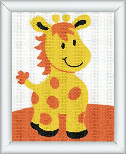 VERVACO Gobelin Stickbilder zum Selbersticken Kinder Giraffe Kreuzstich Stickpackungen Stickset für Anfänger ca. 12,5 x 16 cm Bastelset Handwerker DIY Sticken Set Kreatives Geschenk von Vervaco