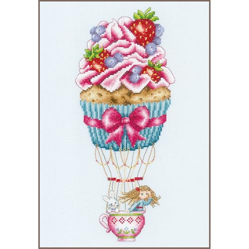 Vervaco Vevaco Kreuzstich-Kits – Wandkunst, ca. 21 x 33 cm, Globus, Cupcake, Bastelset, für Erwachsene, Dekoration, Weihnachtsgeschenk, Kreuzstich, komplettes Set von Vervaco