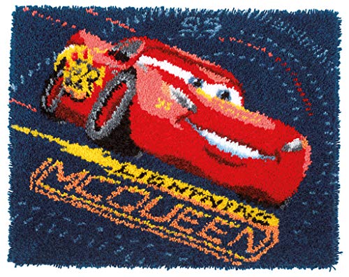 Vervaco WD Knüpfteppich Lightning McQueen Knüpfpackung zum Selbstknüpfen eines Teppichs, Stramin, weiß, 69 x 56 x 0,3 cm von Vervaco