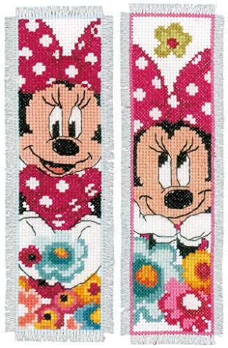 Vervaco PN-0168651 WD Lesezeichen Minnie 2er Set Kreuzstickpackung zum Auszählen, Aida, weiß, 6 x 20 x 0,30 cm von Vervaco