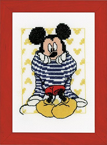 Vervaco PN-0167520 WD Zählmusterpackung Mickey Kreuzstickpackung zum Auszählen, Aida, weiß, 13 x 18 x 0,30 cm von Vervaco