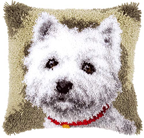 Vervaco Westie Knüpfkissen mit Knüpfhaken, Baumwolle, Mehrfarbig, 40 x 40 x 1 cm von Vervaco