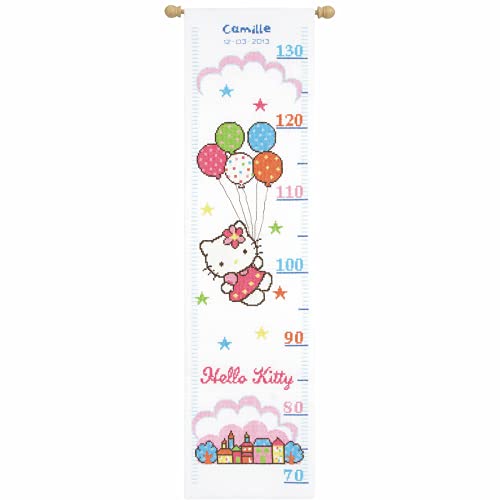 Vervaco Zählmuster Hello Kitty Messlatte Zählmusterpackung-Stickpackung im gezählten Kreuzstich, Baumwolle, Mehrfarbig, 18 x 70 x 0.3 cm von Vervaco