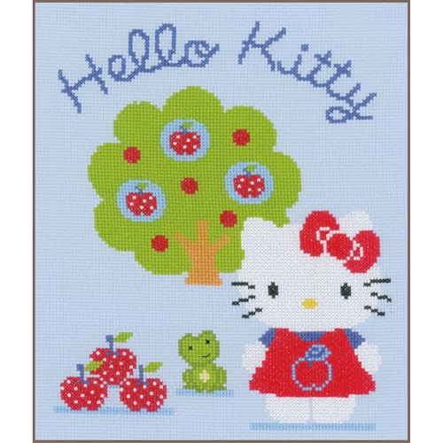 Vervaco Zählmuster Hello Kitty mit Apfelbaum Ai Zählmusterpackung-Stickpackung im gezählten Kreuzstich, Baumwolle, Mehrfarbig, 20 x 25 x 0.3 cm von Vervaco