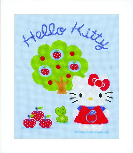 Vervaco Zählmuster Hello Kitty mit Apfelbaum Ai Zählmusterpackung-Stickpackung im gezählten Kreuzstich, Baumwolle, Mehrfarbig, 20 x 25 x 0.3 cm von Vervaco