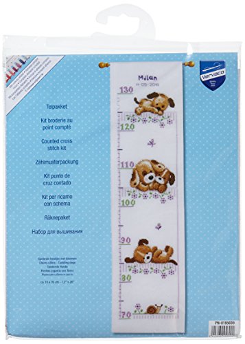 VERVACO Zählmuster Spielende Hunde Zählmusterpackung-Stickpackung im gezählten Kreuzstich, Baumwolle, Playing Dogs, 18 x 70cm, PN-0155039 von Vervaco