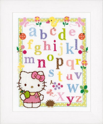 Vervaco Zählmusterpackung ABC mit Hello Kitty aida Kreuzstickpackung zum Auszählen, weiß, 30 x 39 x 0,3 cm von Vervaco