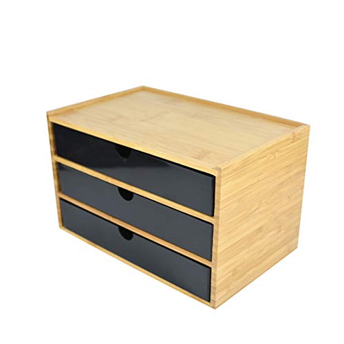 Verve Jelly Desktop Schubladenbox Holz, Aufbewahrungsbox mit Schubladen Vintage Schmuckkästchen Holzkästchen Holzbox mit Schubfach Organizer Holz Tischkommode zur Aufbewahrung (Schwarz, 3 Stöckig) von Verve Jelly